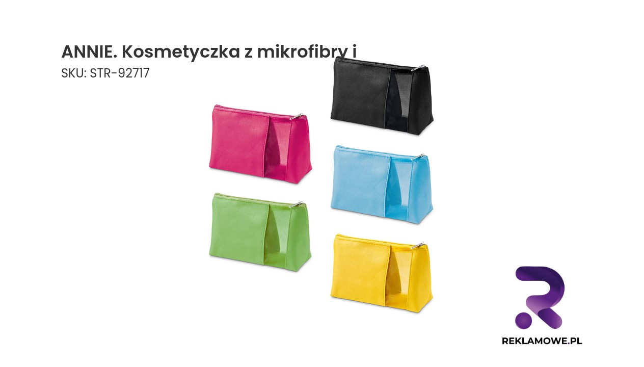 ANNIE. Kosmetyczka z mikrofibry i siateczki zapinana Kosmetyczka ANNIE wykonana z mikrofibry