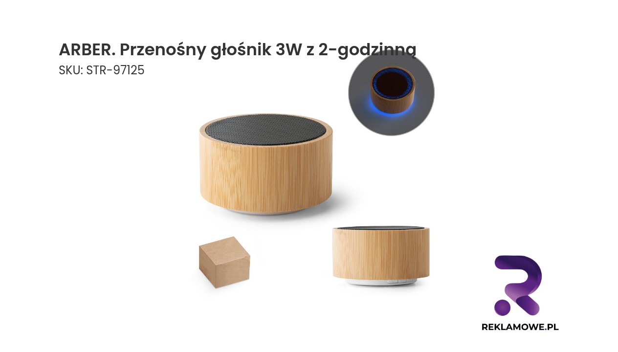 ARBER przenośny głośnik 3W z 2-godzinną baterią – kompaktowy głośnik bezprzewodowy