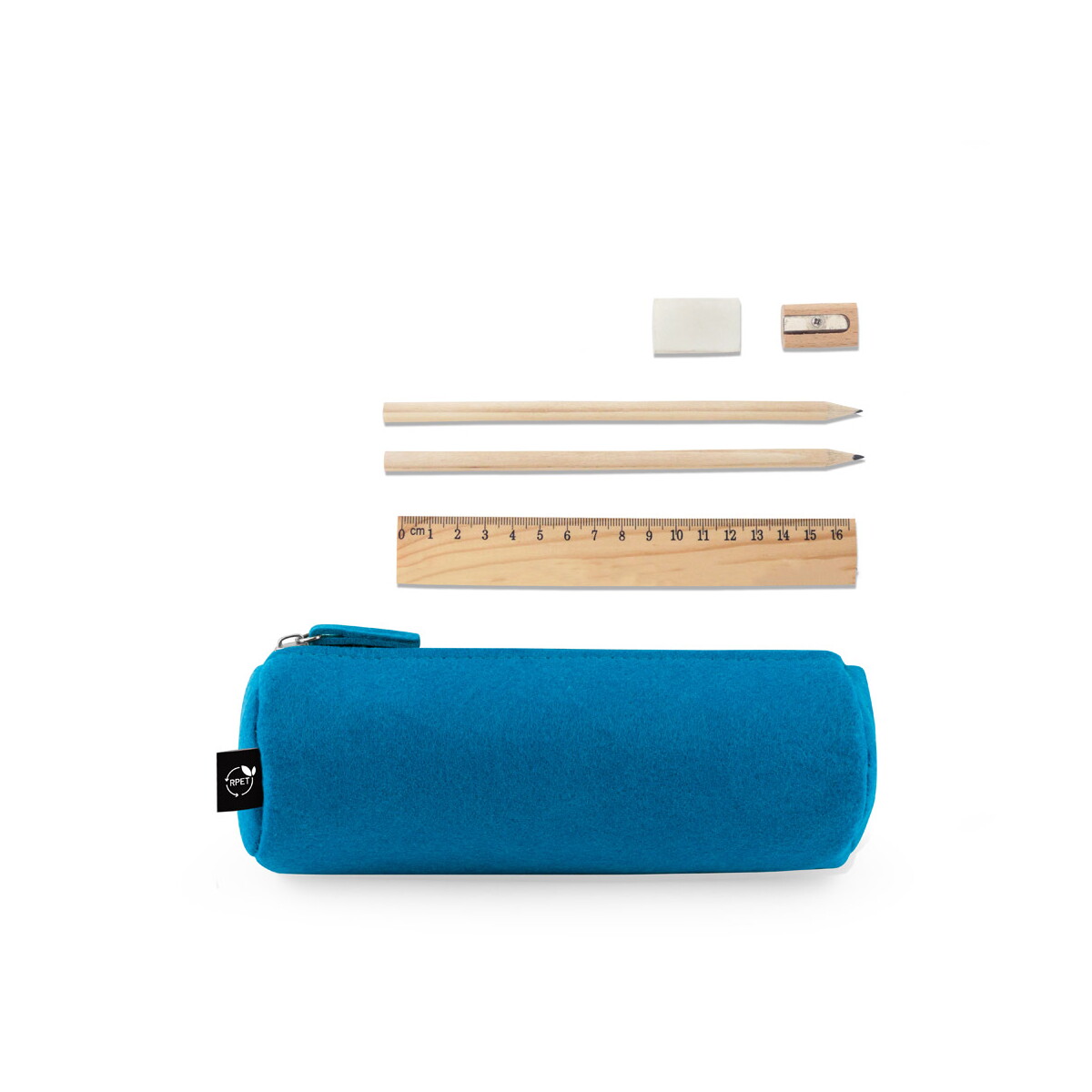 NOMAD. Wielofunkcyjne etui z filcu pochodzącego z recyklingu (100% rPET) z linijką, ołówkami, gumką i temperówką 11196_set