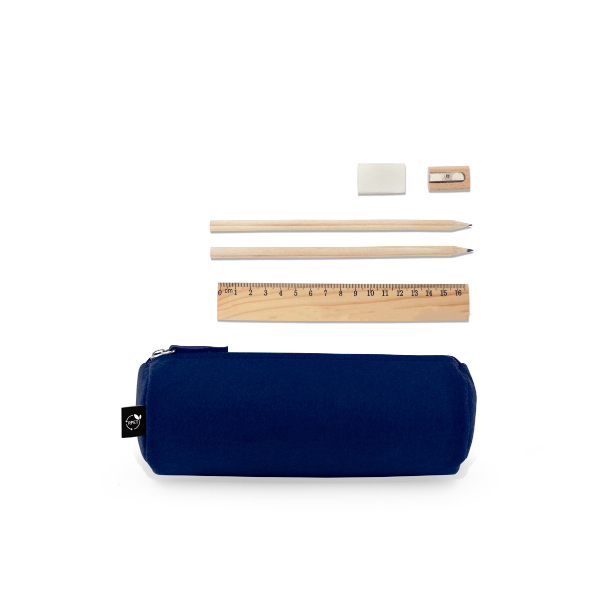 NOMAD. Wielofunkcyjne etui z filcu pochodzącego z recyklingu (100% rPET) z linijką, ołówkami, gumką i temperówką 11196_set
