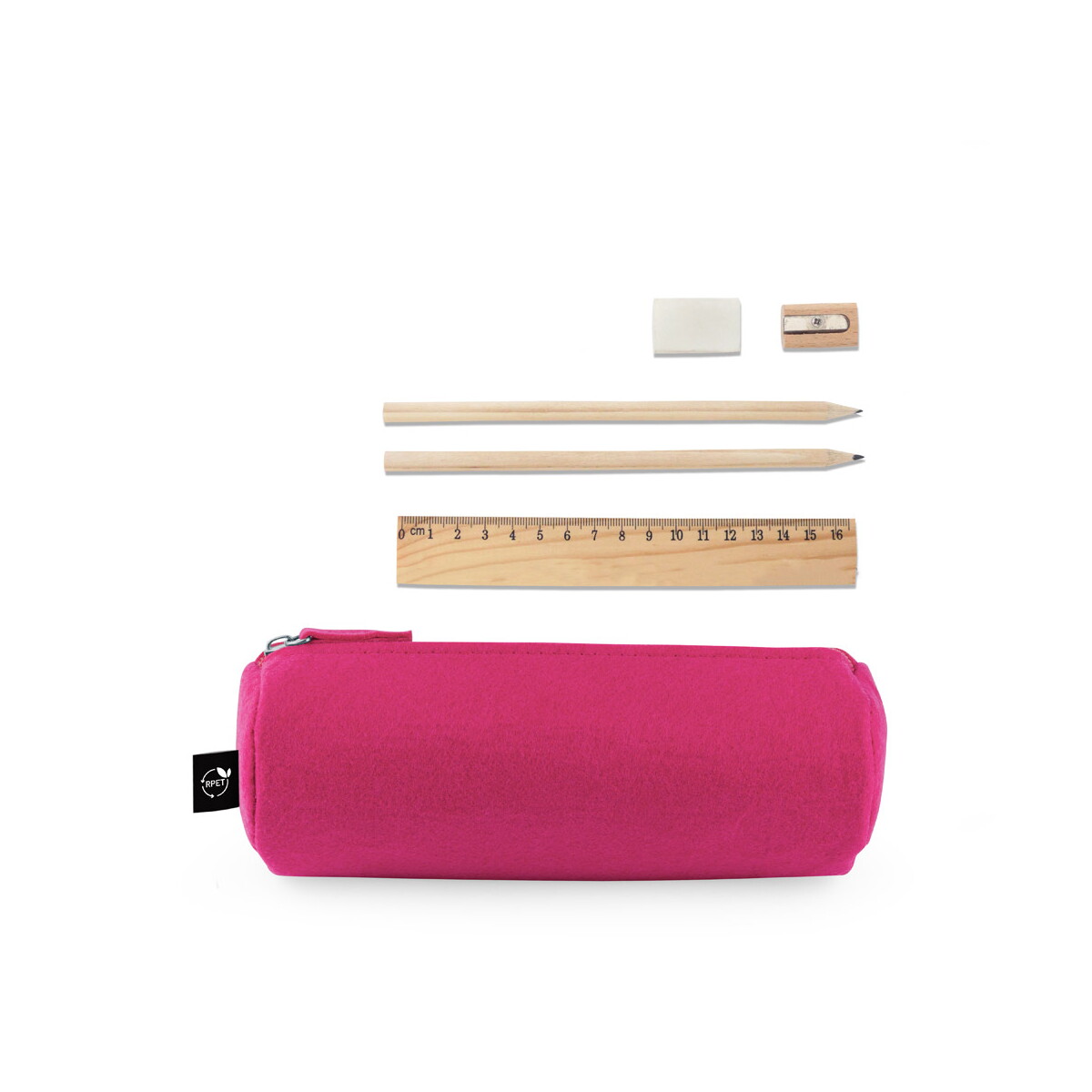 NOMAD. Wielofunkcyjne etui z filcu pochodzącego z recyklingu (100% rPET) z linijką, ołówkami, gumką i temperówką 11196_set